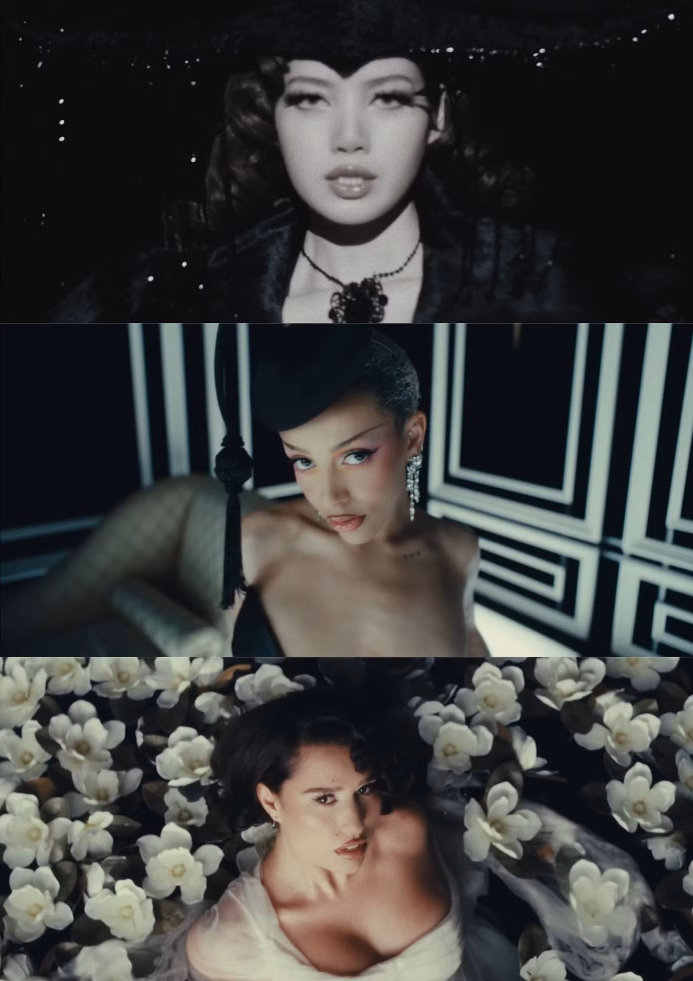 Lisa, Raye và Doja Cat với các tạo hình khác biệt trong Born Again. Lisa, Raye và Doja Cat với các tạo hình khác biệt trong Born Again.