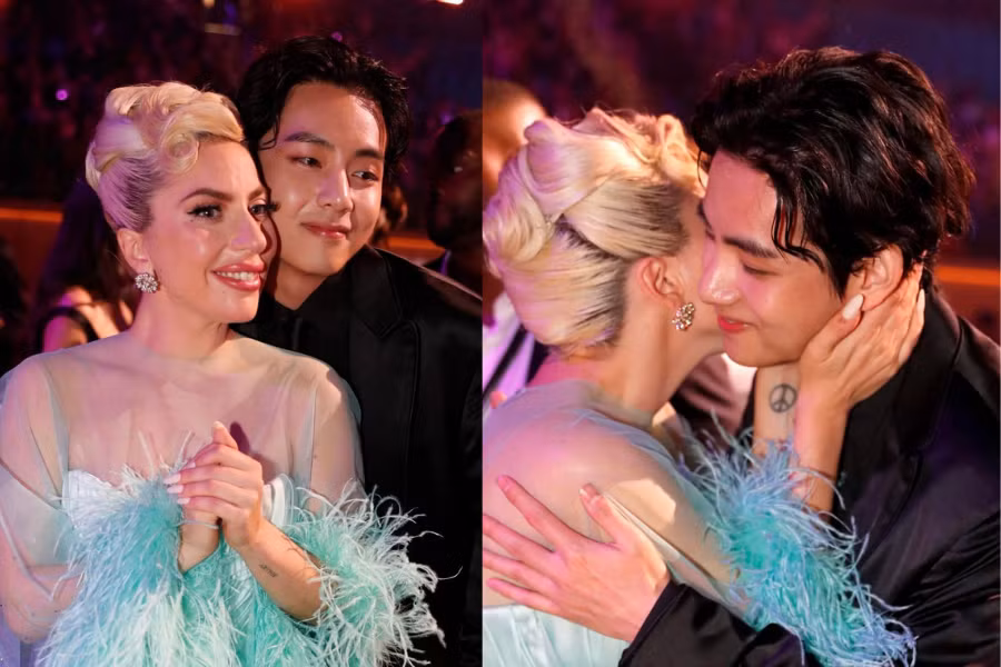 V cũng đang tiếp tục gây sốt với màn tương tác cùng Lady Gaga.