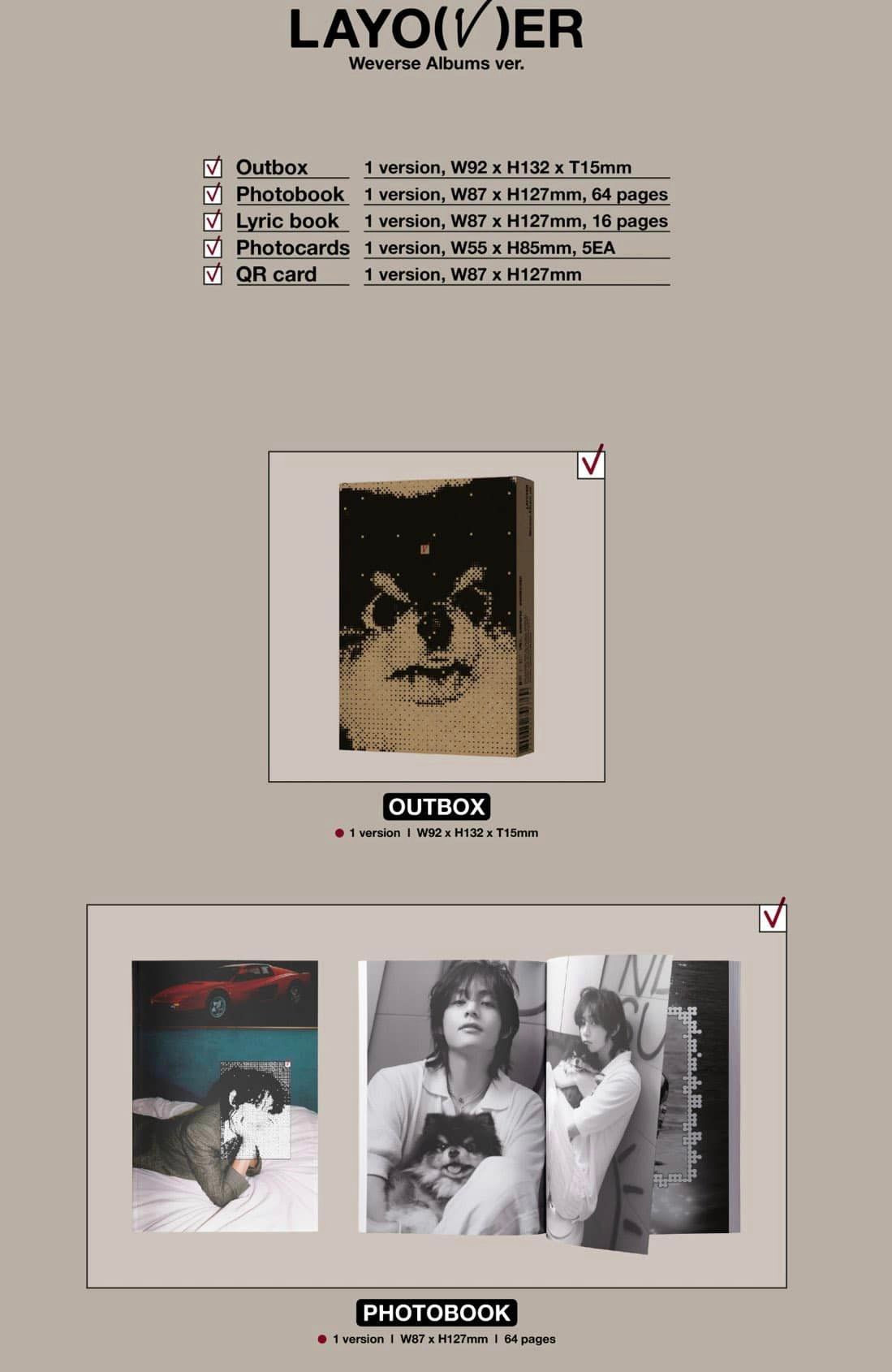 V đưa hình ảnh cún cưng Yeontan trở thành bìa digital album và outbox werverse ver.