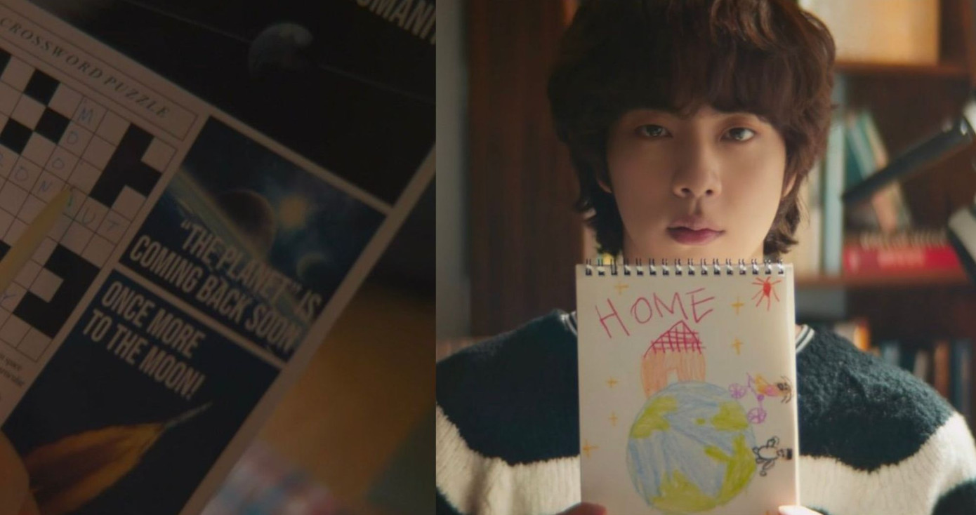 Trong bức tranh Jin cầm trên tay có 6 ngôi sao, người hâm mộ tin rằng đó chính là đại diện cho 6 thành viên còn lại của BTS. Trong bức tranh Jin cầm trên tay có 6 ngôi sao, người hâm mộ tin rằng đó chính là đại diện cho 6 thành viên còn lại của BTS.