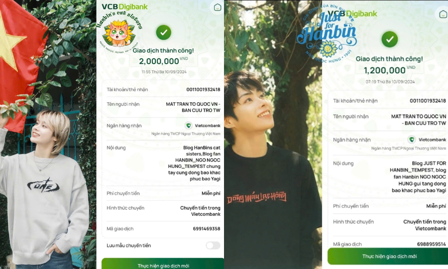 Fandom của idol K- Pop người Việt/ gốc Việt là Hanbin (TEMPEST) và Hanni (NewJeans) tham gia ủng hộ cho người dân vùng bão lũ.