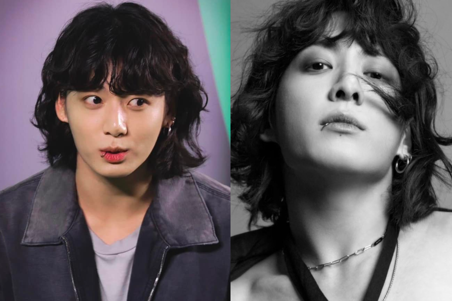 Cùng một kiểu tóc nhưng Jung Kook lại mang đến hai sắc thái hoàn toàn trái ngược.