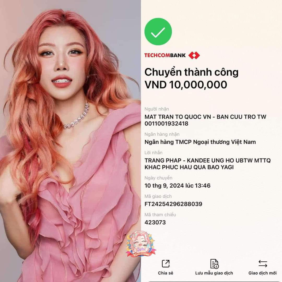 Cộng đồng fan HIEUTHUHAI, Trang Pháp cũng cho thấy nghĩa cử cao đẹp của mình.