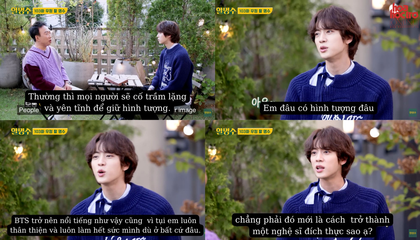 Thẳng thắn, thật thà là điểm thu hút khi đi show của Jin. Thẳng thắn, thật thà là điểm thu hút khi đi show của Jin.