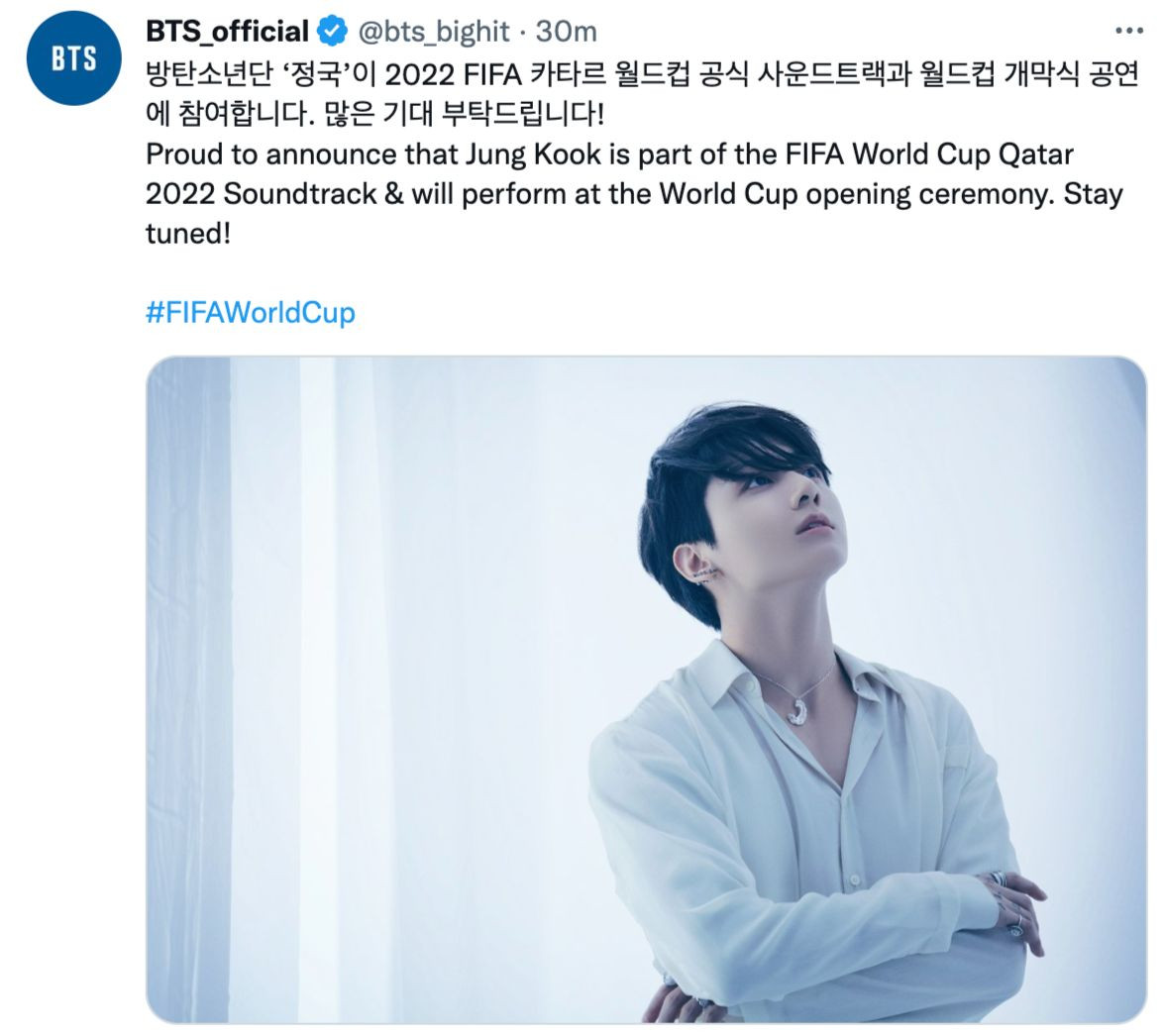 BigHit Music thông báo thông qua tài khoản Twitter chính thức của BTS. BigHit Music thông báo thông qua tài khoản Twitter chính thức của BTS.