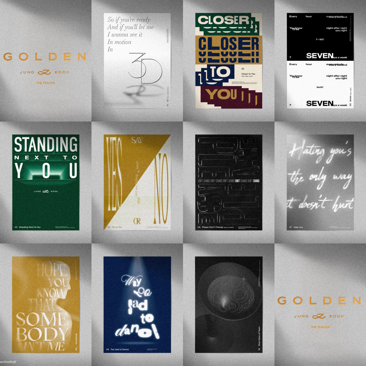 Toàn bộ bài hát trong tracklist đều được đầu tư lyrics poster siêu đẹp mắt đúng chuẩn sang, xịn, mịn.