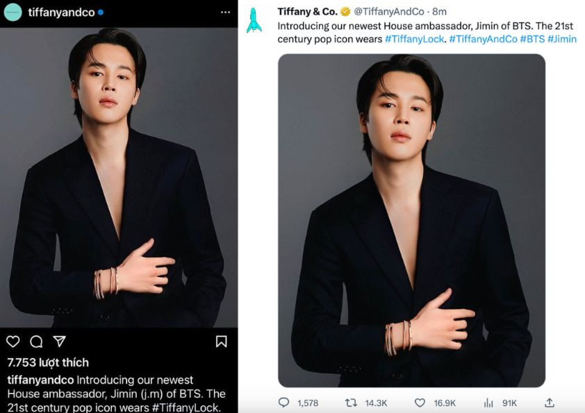 Tiffany & Co. thông báo Jimin chính thức trở thành tân Đại sứ của hãng (House Ambassador). Tiffany & Co. thông báo Jimin chính thức trở thành tân Đại sứ của hãng (House Ambassador).