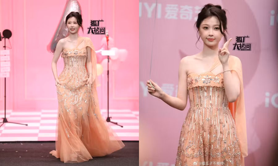 Ngu Thư Hân "bùng nổ" đáng yêu với chiếc váy dạ hội từ nhãn hiệu Georges Hobeika.