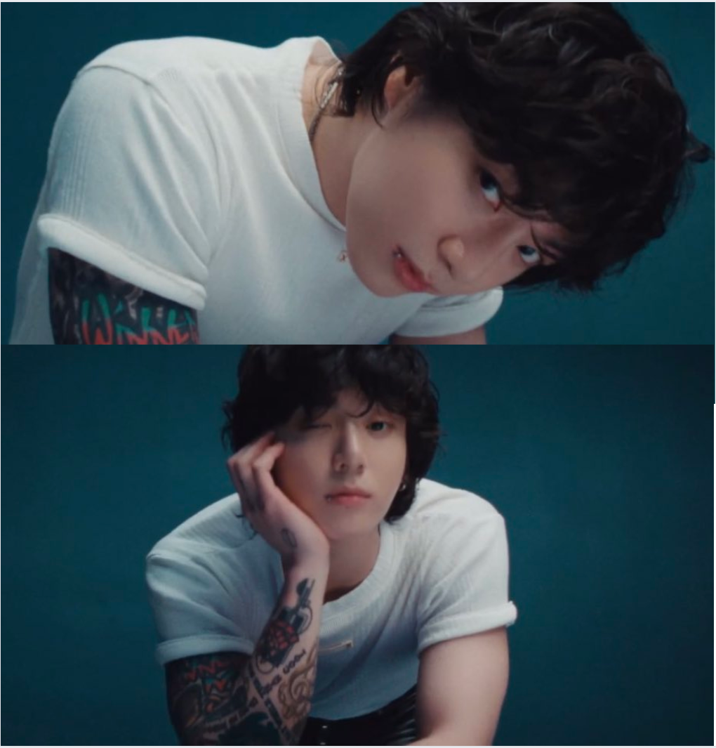 Trái ngược với hình xăm cá tính, chiếc má phính bánh bao đặc trưng vẫn không làm Jung Kook mất đi vẻ đáng yêu.