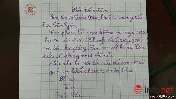 Bản kiểm điểm với lời hứa “có một không hai” của học sinh lớp 2