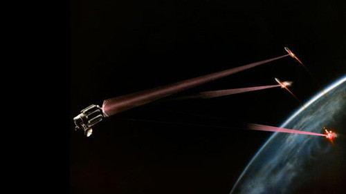 Mô hình hệ thống laser triển khai trong không gian đánh chặn các tên lửa đạn đạo.