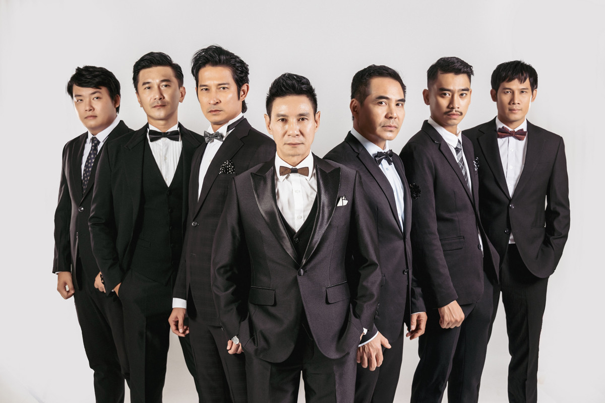 Lý Hải và dàn diễn viên nam trong Lật mặt 6.