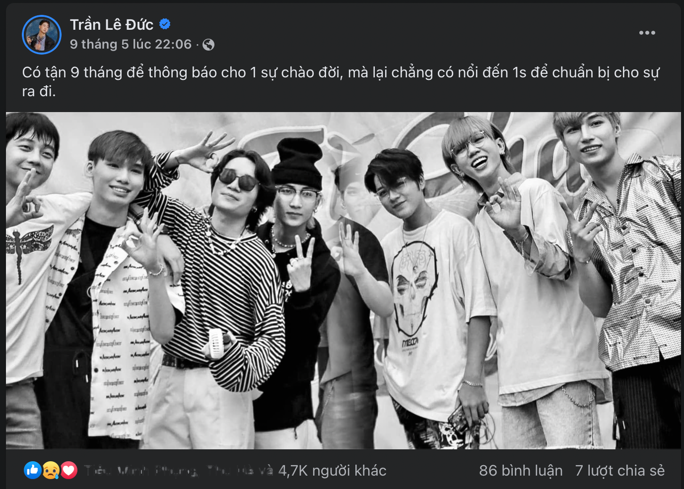 Sự ra đi của Win khiến nhiều thành viên trong Zero9 bàng hoàng. Sự ra đi của Win khiến nhiều thành viên trong Zero9 bàng hoàng.