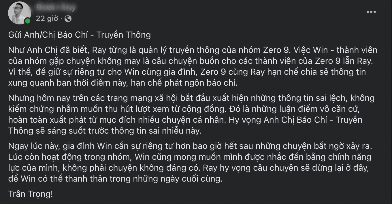 Chia sẻ của đại diện truyền thông của Zero9 khi còn hoạt động. Chia sẻ của đại diện truyền thông của Zero9 khi còn hoạt động.