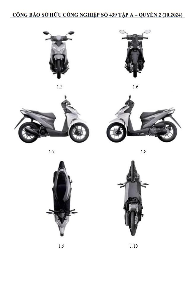 Hình ảnh mẫu xe máy mới của Honda trong công báo sở hữu công nghiệp đăng tải ngày 28/10.
