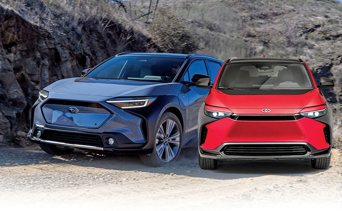 Toyota bZ4X và Subaru Solterra được coi là cặp xe điện "song sinh" với cùng nền tảng khung gầm và sự tương đồng trong thiết kế. Toyota bZ4X và Subaru Solterra được coi là cặp xe điện "song sinh" với cùng nền tảng khung gầm và sự tương đồng trong thiết kế.