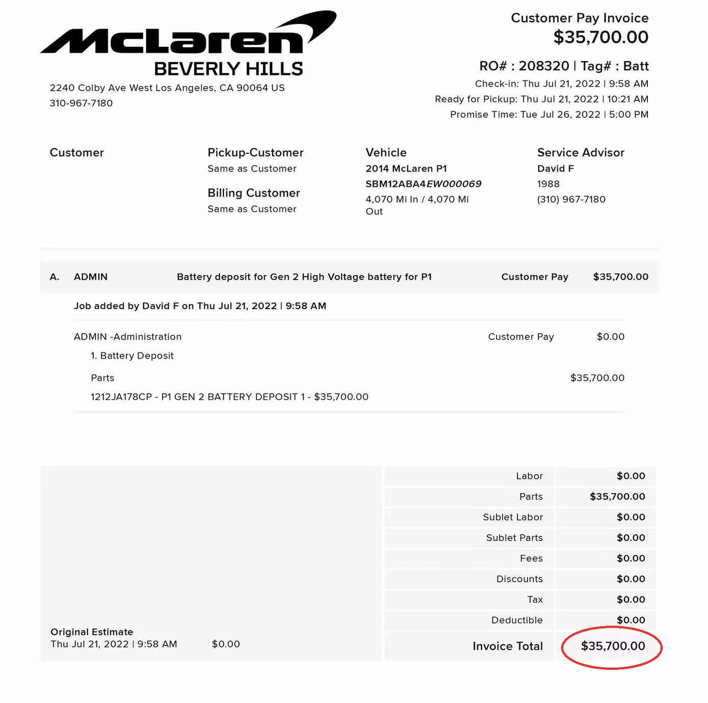 Riêng tiền cọc thay pin mới cho chiếc McLaren P1 đã là 35.700 USD. Riêng tiền cọc thay pin mới cho chiếc McLaren P1 đã là 35.700 USD.
