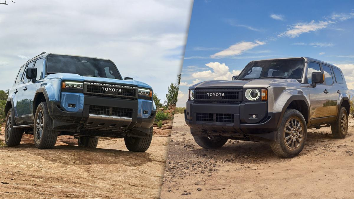 Land Cruiser Prado 2024 phiên bản First Edition sở hữu thiết kế đèn tròn trong khi bản thường dùng đèn pha chữ nhật.