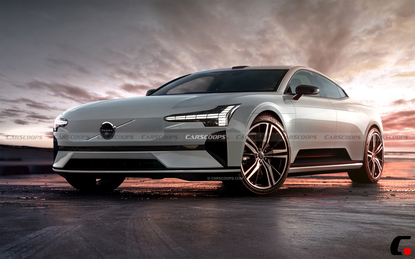 Bản vẽ mô phỏng thiết kế của chiếc sedan điện Volvo ES60. Ảnh: Carscoops. Bản vẽ mô phỏng thiết kế của chiếc sedan điện Volvo ES60. Ảnh: Carscoops.