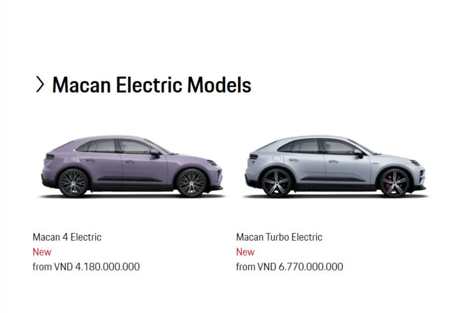 Giá dự kiến của 2 phiên bản Porsche Macan thuần điện mới khi về Việt Nam.