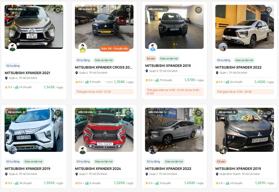 Giá thuê Mitsubishi Xpander tại một ứng dụng thuê xe trực tuyến tăng mạnh trong dịp nghỉ lễ 2/9. Giá thuê Mitsubishi Xpander tại một ứng dụng thuê xe trực tuyến tăng mạnh trong dịp nghỉ lễ 2/9.