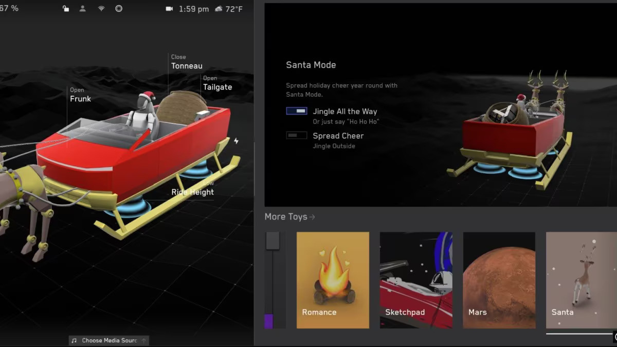 'Chế độ ông già Noel' trên Tesla Cybertruck.