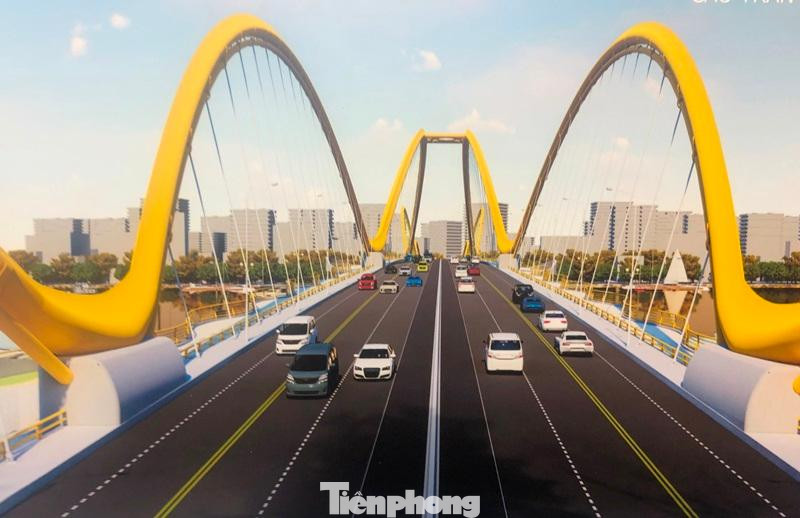 Một trong 20 phương án kiến trúc cầu Trần Hưng Đạo của đơn vị tư vấn được Ban Tổ chức thảo luận và chấm điểm hôm nay. Ảnh: Trọng Đảng Một trong 20 phương án kiến trúc cầu Trần Hưng Đạo của đơn vị tư vấn được Ban Tổ chức thảo luận và chấm điểm hôm nay. Ảnh: Trọng Đảng