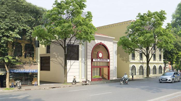 Nhà ga C9 của phương án di chuyển sang đường Đinh Tiên Hoàng ra khỏi khu vực di tích hồ Hoàn Kiếm Nhà ga C9 của phương án di chuyển sang đường Đinh Tiên Hoàng ra khỏi khu vực di tích hồ Hoàn Kiếm