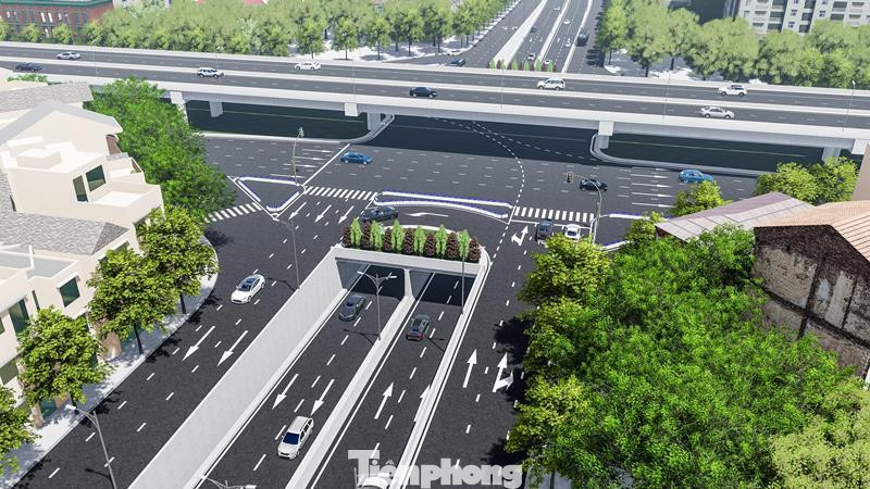 Hình ảnh thiết kế hầm chui Lê Văn Lương qua đường Vành đai 3 đang được xây dựng.