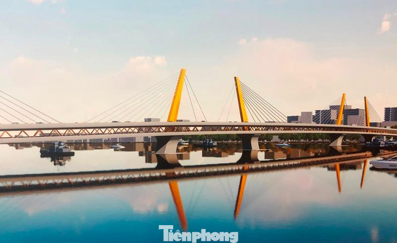 Một trong 20 phương án dự thi thiết kế kiến trúc cầu Trần Hưng Đạo, Hà Nội. Ảnh: Chụp lại từ phương án thiết kế dự thi.