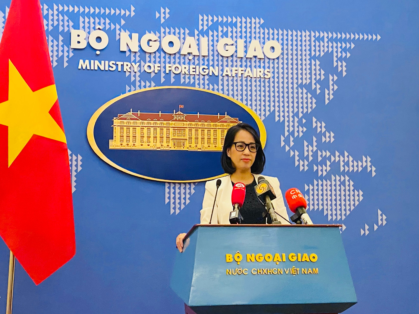 Người phát ngôn Bộ Ngoại giao Phạm Thu Hằng. (Ảnh: Thu Hằng)