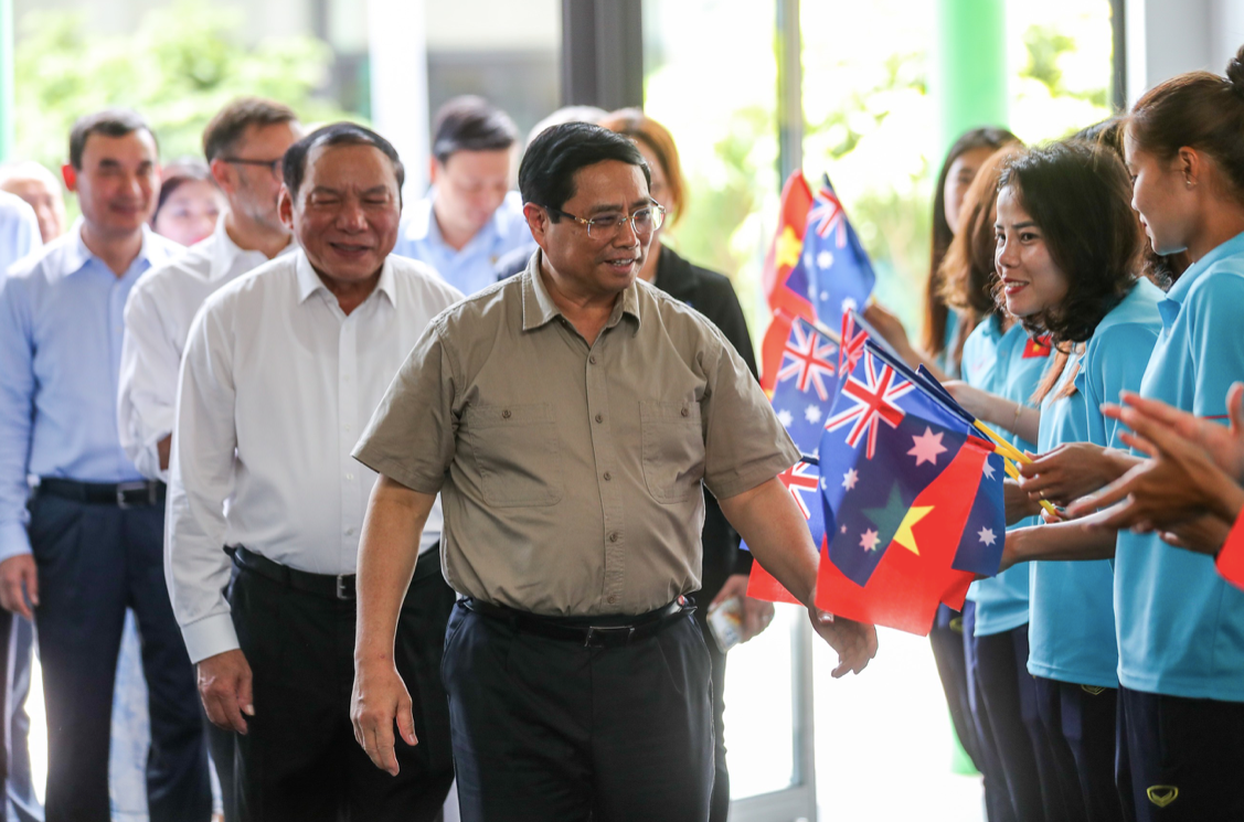 Thủ tướng Phạm Minh Chính tại buổi gặp các cầu thủ. (Ảnh: Như Ý) Thủ tướng Phạm Minh Chính tại buổi gặp các cầu thủ. (Ảnh: Như Ý)