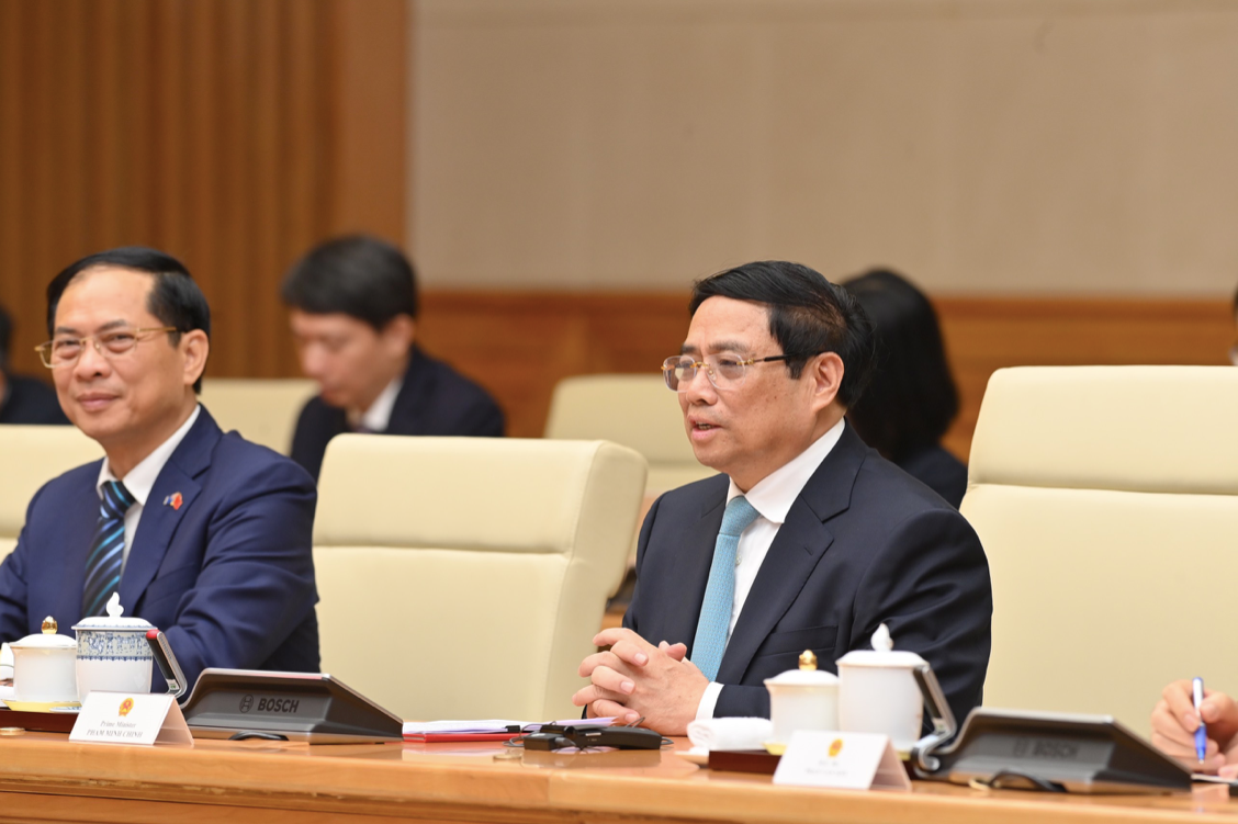 Thủ tướng Phạm Minh Chính tại cuộc hội đàm. (Ảnh: Như Ý) Thủ tướng Phạm Minh Chính tại cuộc hội đàm. (Ảnh: Như Ý)