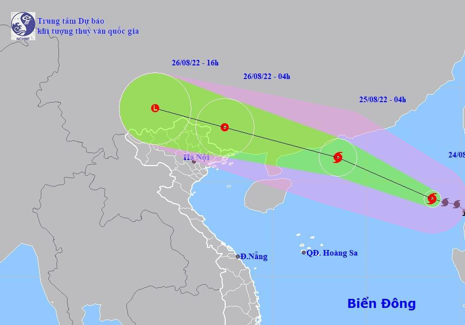 Dự báo mới nhất về đường đi và vùng ảnh hưởng của bão số 3.