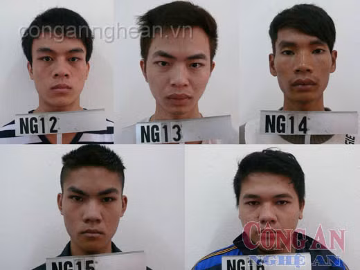 Các đối tượng trong nhóm cướp vừa bị bắt giữ
