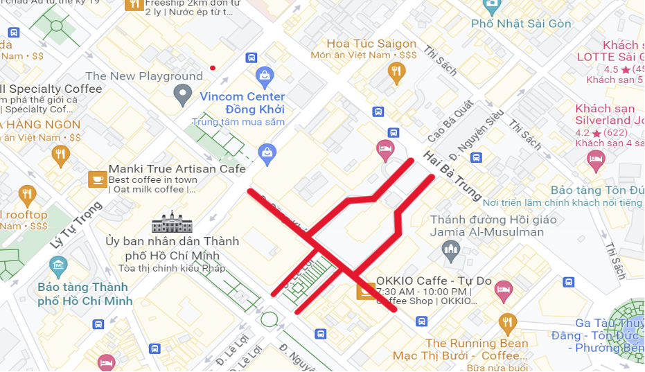 Phạm vi các đoạn đường cấm xe lưu thông. Ảnh: Sở GTVT TPHCM