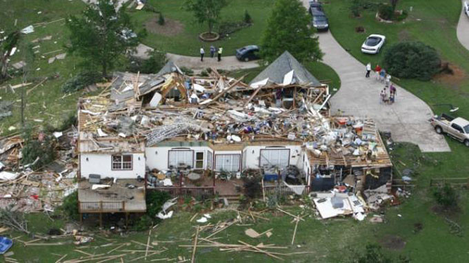 Một ngôi nhà bị phá hủy hoàn toàn ở thành phố Oklahoma