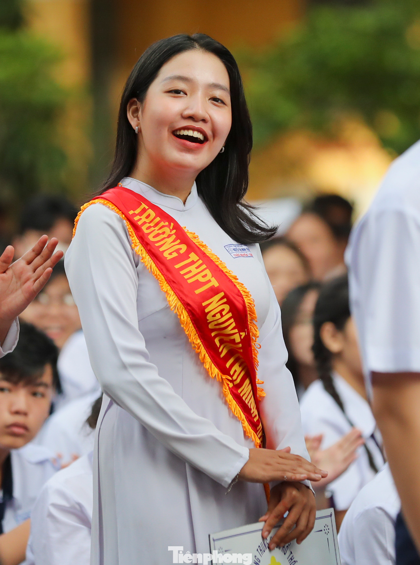 Khoảnh khắc vui tươi của các nữ sinh trong sáng 5/9.