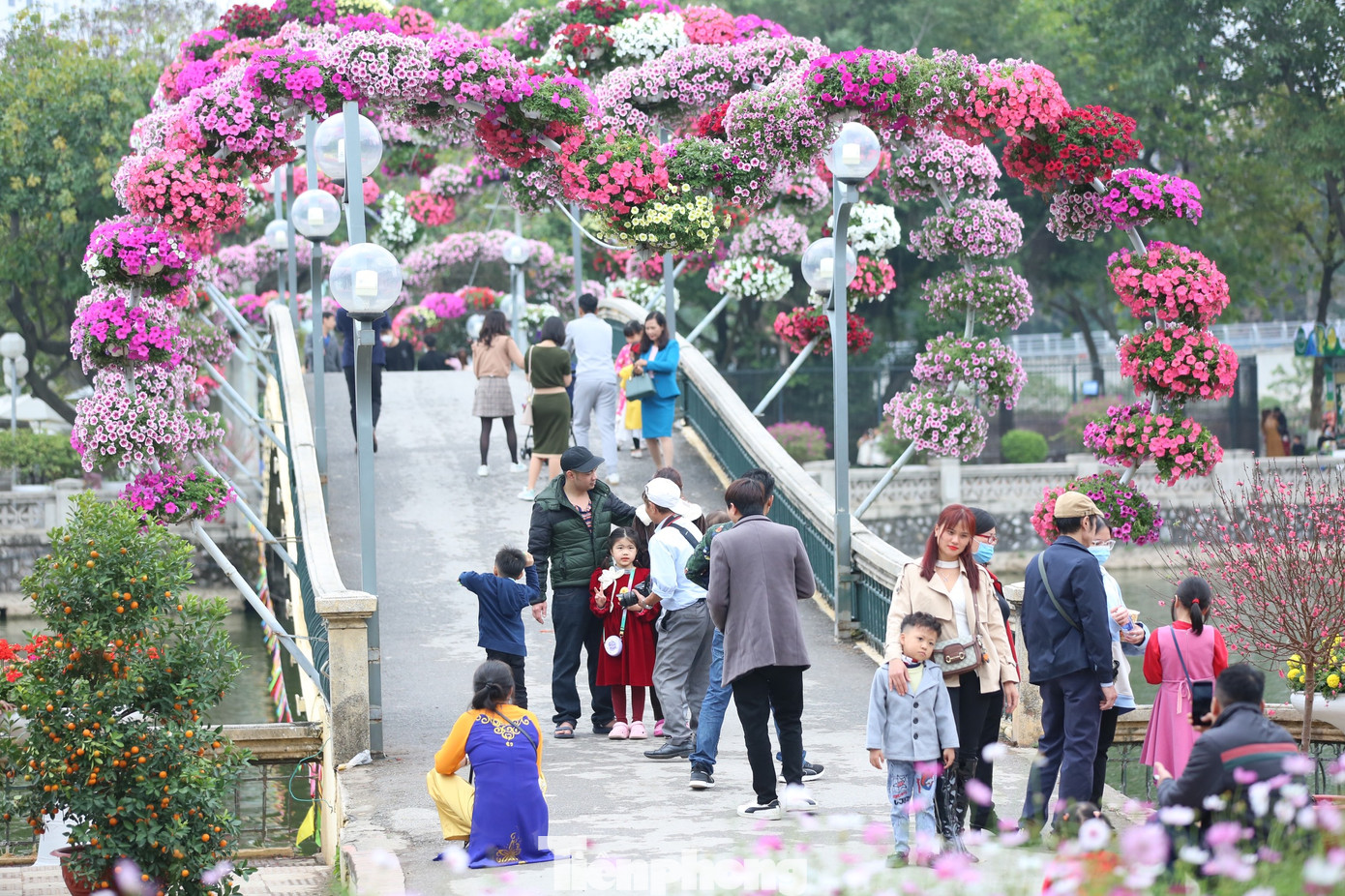 Kỳ nghỉ Tết Nguyên đán kéo dài, vì vậy nhiều gia đình ở Thủ đô và khu vực lân cận đã lựa chọn công viên Thủ Lệ làm điểm đến để vui chơi.