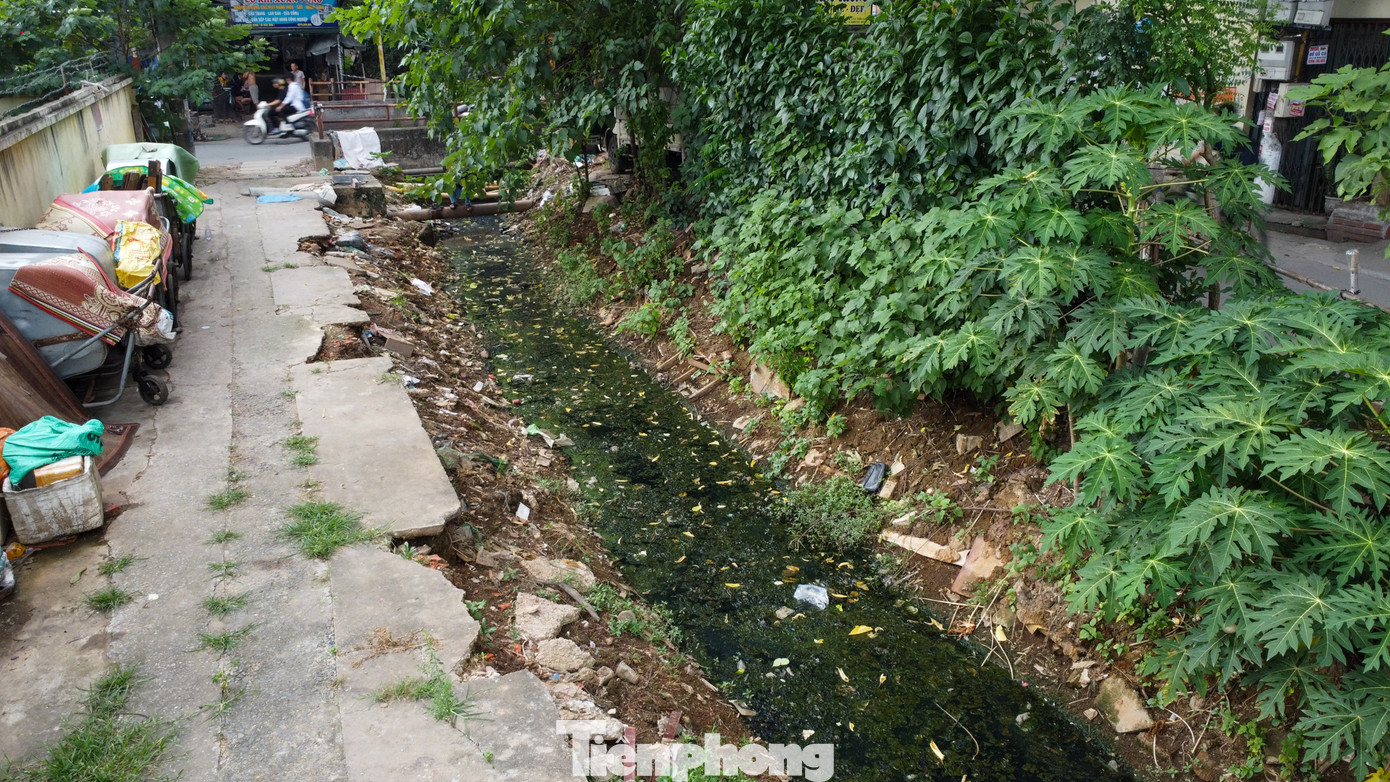Dọc con ngõ 115 phố Trần Cung (quận Cầu Giấy) cũng có một con mương thoát nước dài khoảng 100m luôn trong tình trạng ô nhiễm nghiêm trọng từ lâu.