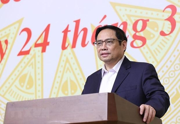 Thủ tướng Phạm Minh Chính phát biểu khai mạc hội nghị. (Ảnh: TTXVN)