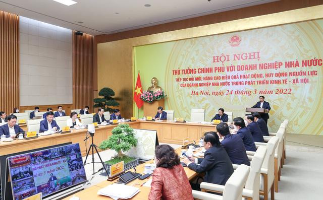 Thủ tướng Chính phủ Phạm Minh Chính chủ trì Hội nghị trực tuyến toàn quốc với DNNN. Ảnh: VGP/Nhật Bắc