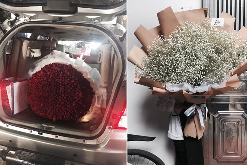 Bó hồng cầu hôn phải dùng xe tải chở của chàng trai Hà Nội ảnh 2