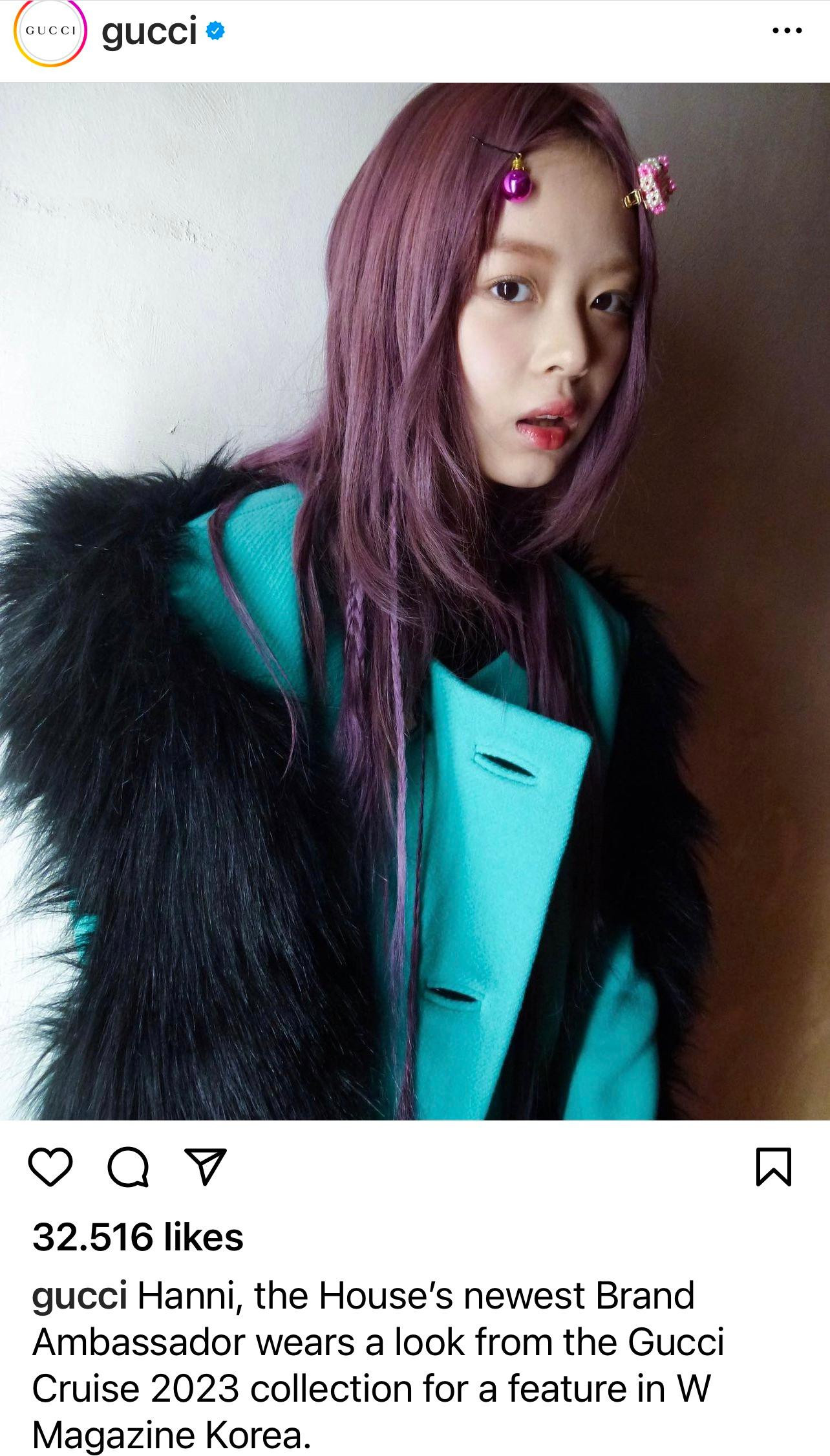 Sau 4 tiếng tuyên bố, cả Twitter lẫn Instagram của Gucci đều sửa chú thích bài đăng thành &quot;Đại sứ thương hiệu&quot; Hanni.