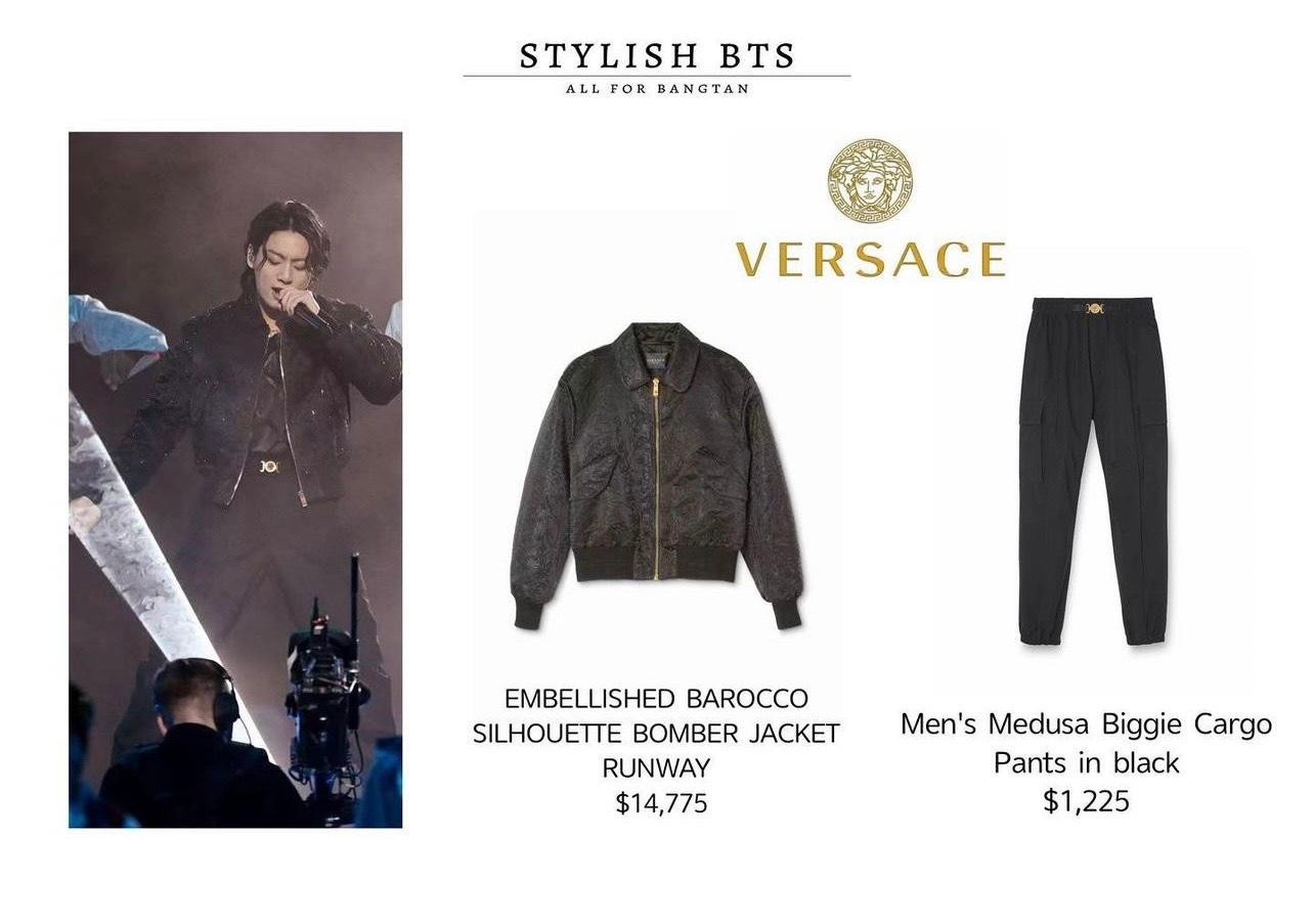 Món đồ đắt giá nhất là chiếc áo khoác bomber có giá 14.775 đôla (tương đương 366 triệu đồng). Chiếc quần cũng đến từ thương hiệu Versace có giá "trung bình" so với một món đồ hiệu 1.225 đôla (tương đương 30,3 triệu đồng). Món đồ đắt giá nhất là chiếc áo khoác bomber có giá 14.775 đôla (tương đương 366 triệu đồng). Chiếc quần cũng đến từ thương hiệu Versace có giá "trung bình" so với một món đồ hiệu 1.225 đôla (tương đương 30,3 triệu đồng).