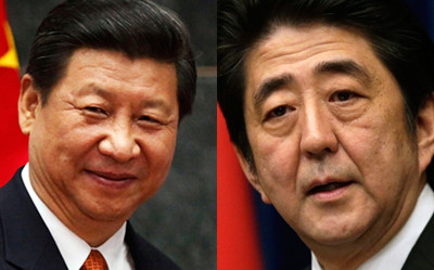 Chủ tịch Trung Quốc Tập Cận Bình (trái) và Thủ tướng Nhật Bản Shinzo Abe . Chủ tịch Trung Quốc Tập Cận Bình (trái) và Thủ tướng Nhật Bản Shinzo Abe