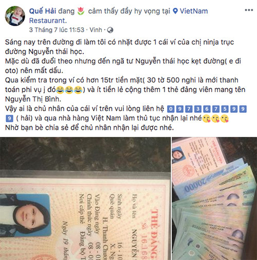 Thanh niên đăng đàn Facebook trả 15 triệu cho người đánh rơi ảnh 1