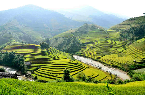 Đứng trên đỉnh núi cao, phóng tầm mắt xuống những đường nét uốn lượn mềm mại của các thửa ruộng bậc thang dưới chân những dãy núi xanh mờ, bạn sẽ cảm nhận được sự phóng khoáng, kỳ vĩ và tuyệt đẹp của cảnh sắc nơi đây. 