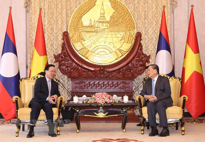 Chủ tịch nước Võ Văn Thưởng gửi lời thăm hỏi tới nguyên Tổng Bí thư, Chủ tịch nước Lào Choummaly Sayasone. (Ảnh: Thống Nhất/TTXVN) Chủ tịch nước Võ Văn Thưởng gửi lời thăm hỏi tới nguyên Tổng Bí thư, Chủ tịch nước Lào Choummaly Sayasone. (Ảnh: Thống Nhất/TTXVN)