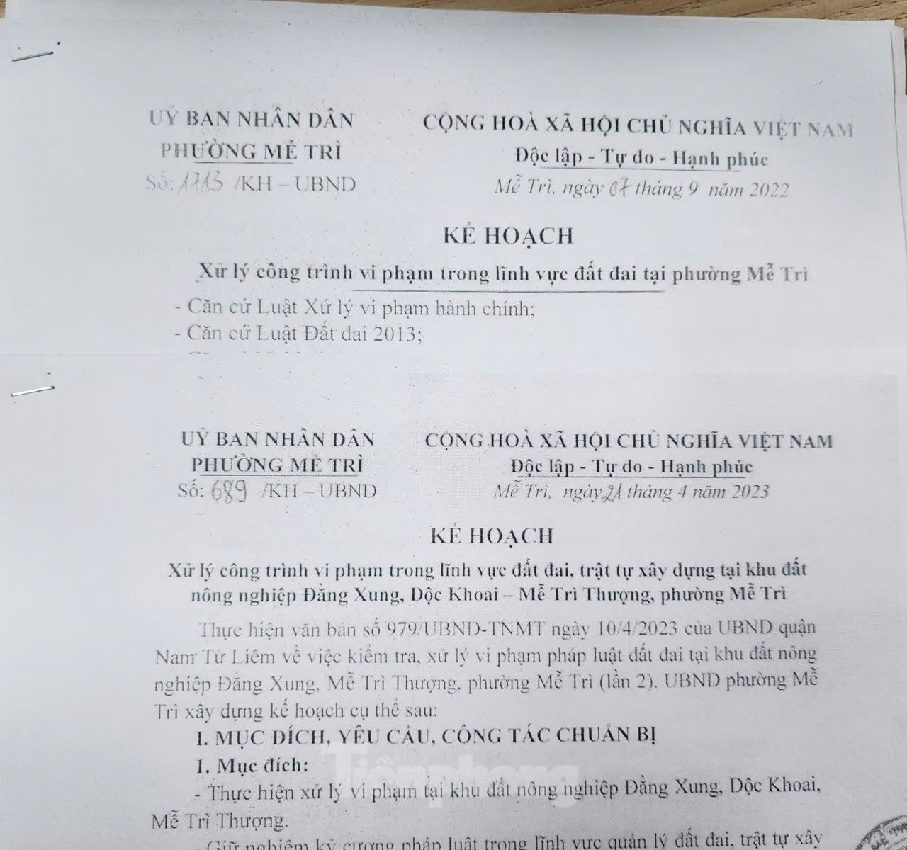 Tại mỗi kế hoạch, UBND phường đều nêu rõ trình tự thực hiện, phương tiện, số lượng người cần huy động và thời gian dự kiến, tuy nhiên đến nay vi phạm vẫn y nguyên.